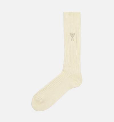 Calcetines Ami Paris Ami De Coeur Plain Beige | ami_MX124