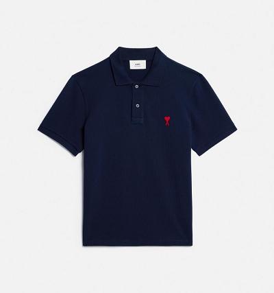 Camisa Polo Ami Paris Ami de Coeur Polo Azul Marino | ami_MX296