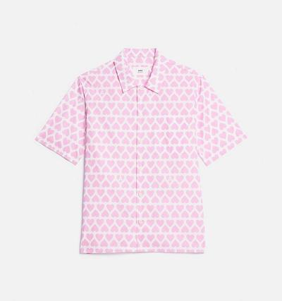 Camisas Ami Paris Camp Collar Rosas | ami_MX593