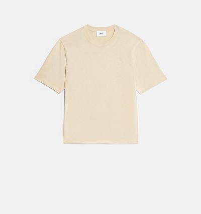 Camiseta Ami Paris Ami de Coeur Beige | ami_MX186