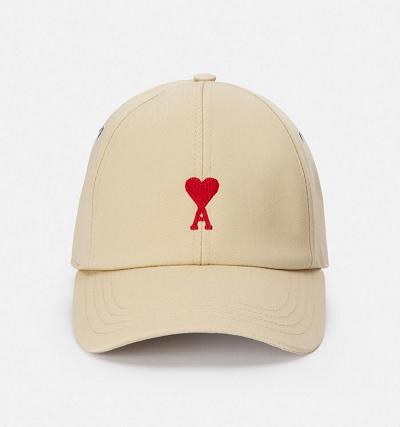 Gorras Ami Paris Red Ami de Coeur Embroidery Beige | ami_MX122