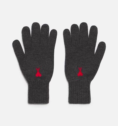 Guantes Ami Paris Ami de Coeur Grises | ami_MX348