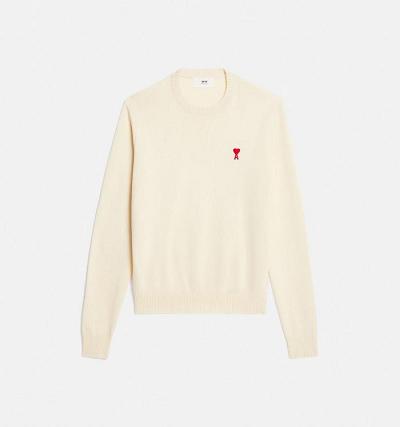 Suéteres Ami Paris Ami de Coeur Crewneck Beige | ami_MX145