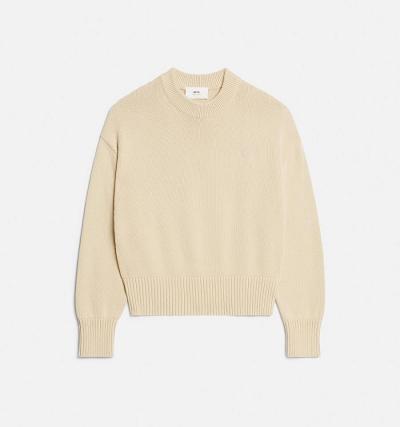 Suéteres Ami Paris Ami de Coeur Crewneck Beige | ami_MX361