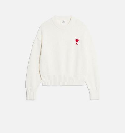 Suéteres Ami Paris Ami de Coeur Crewneck Blancos | ami_MX410