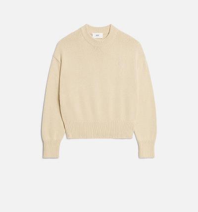 Suéteres Ami Paris Ami de Coeur Crewneck Beige | ami_MX445