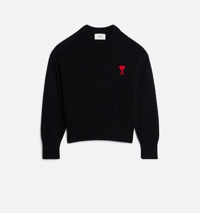 Suéteres Ami Paris Ami de Coeur Crewneck Negros | ami_MX554