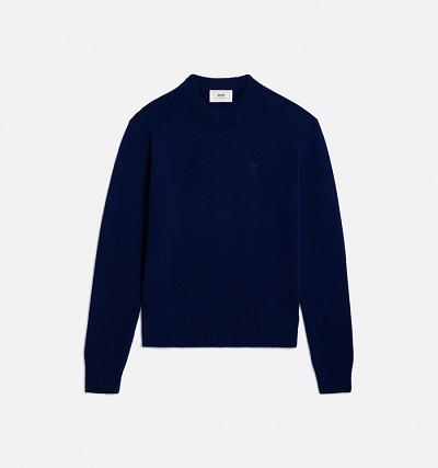 Suéteres Ami Paris Tonal Ami de Coeur Crewneck Azul Marino | ami_MX547