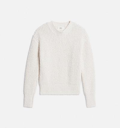 Suéteres Ami Paris Waffle Knit Blancos | ami_MX354