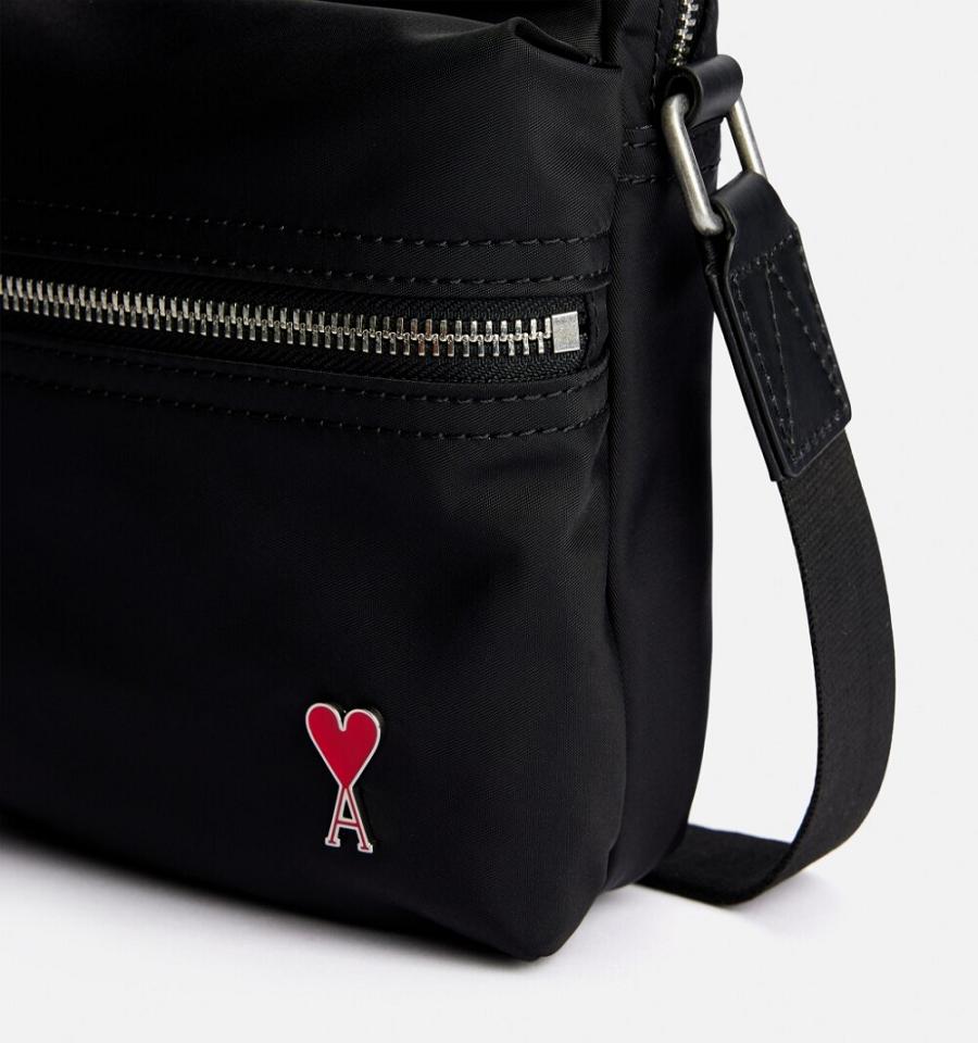 Bolsas Ami Paris Ami de Coeur Crossbody Pocket Negros | ami_MX437