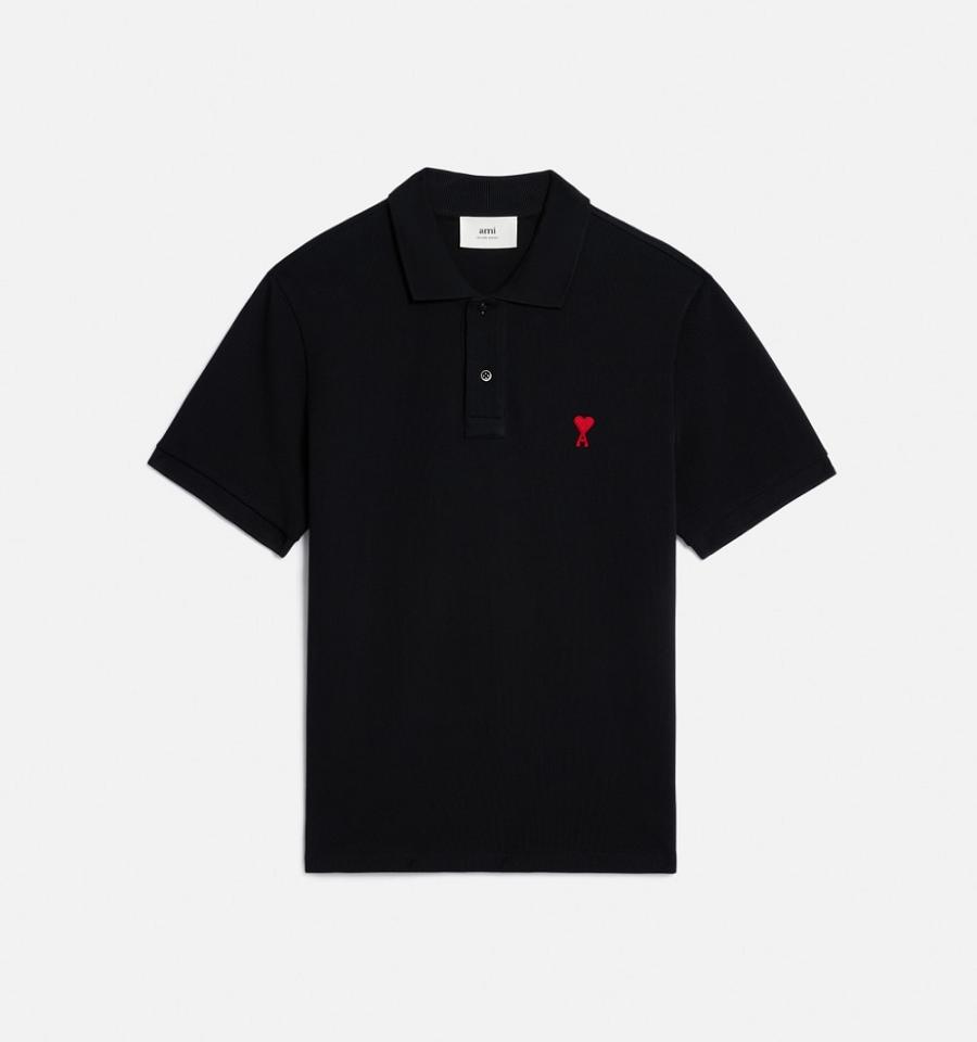 Camisa Polo Ami Paris Ami de Coeur Polo Negros | ami_MX509