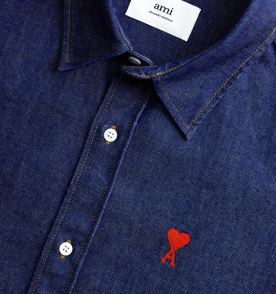 Camisas Ami Paris Ami De Coeur Denim Azul Marino | ami_MX426