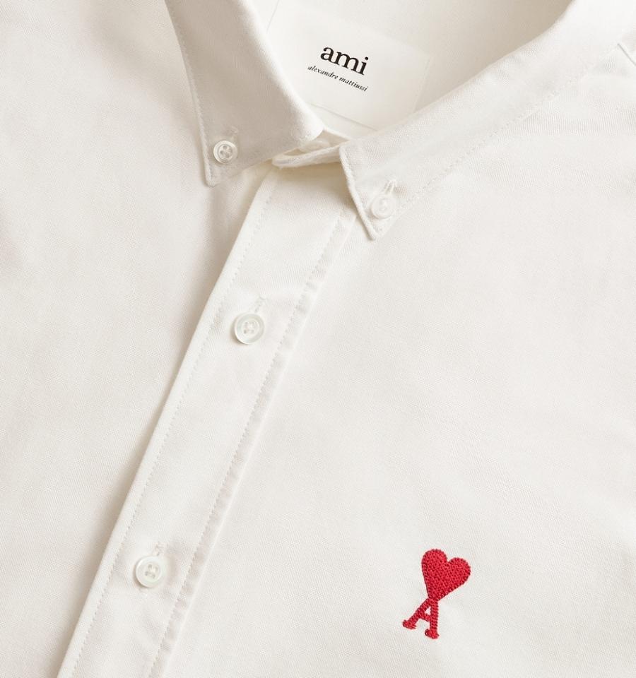 Camisas Ami Paris Button-Down Ami De Coeur Beige | ami_MX428