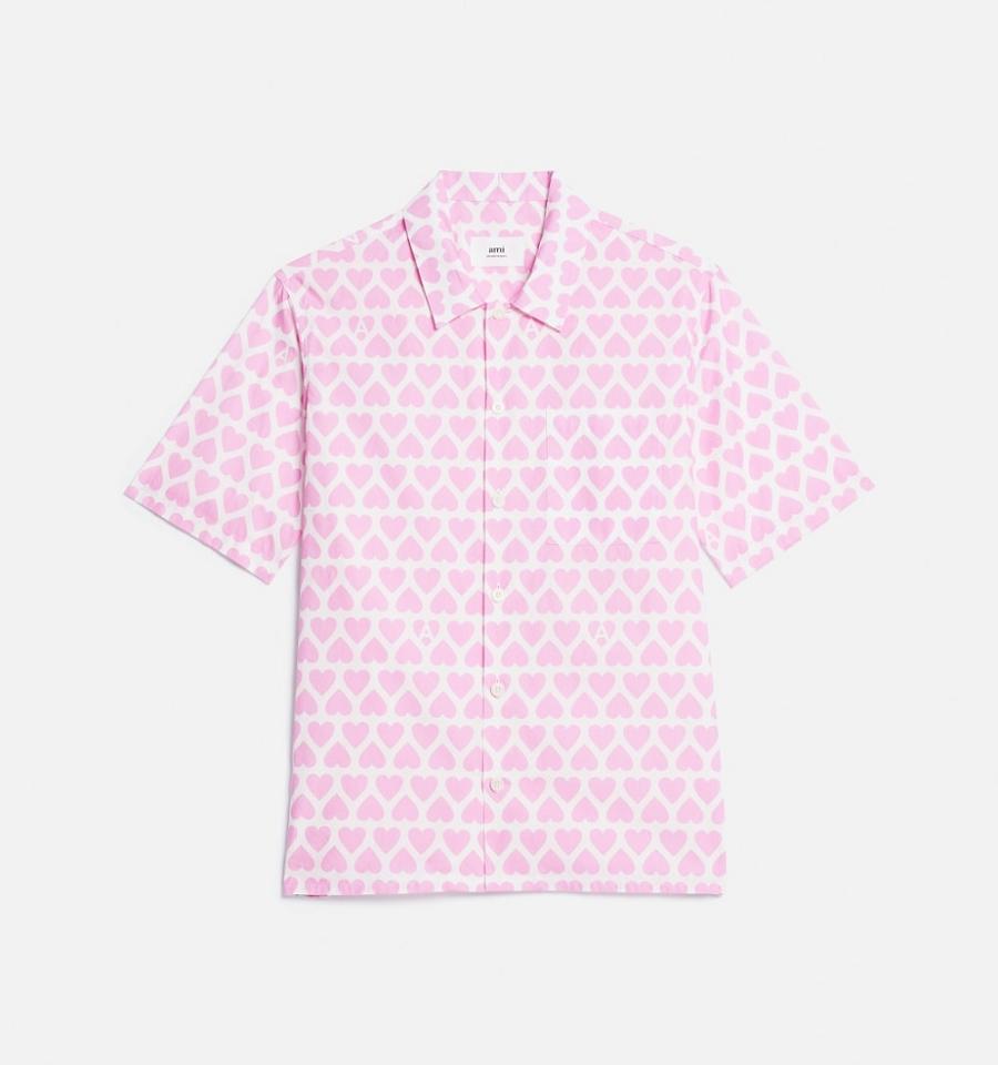 Camisas Ami Paris Camp Collar Rosas | ami_MX593