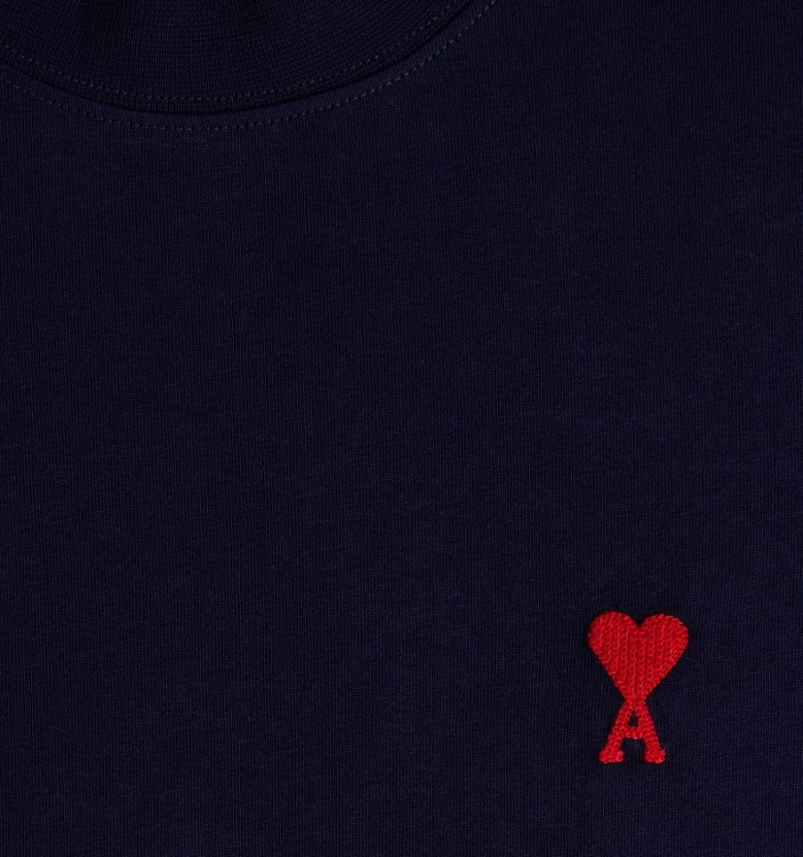 Camiseta Ami Paris Ami de Coeur Azul Marino | ami_MX149