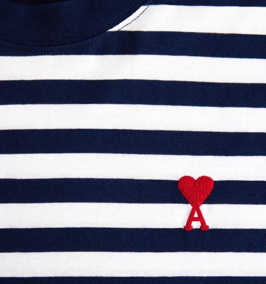 Camiseta Ami Paris Ami de Coeur Blancos Azul Marino | ami_MX181