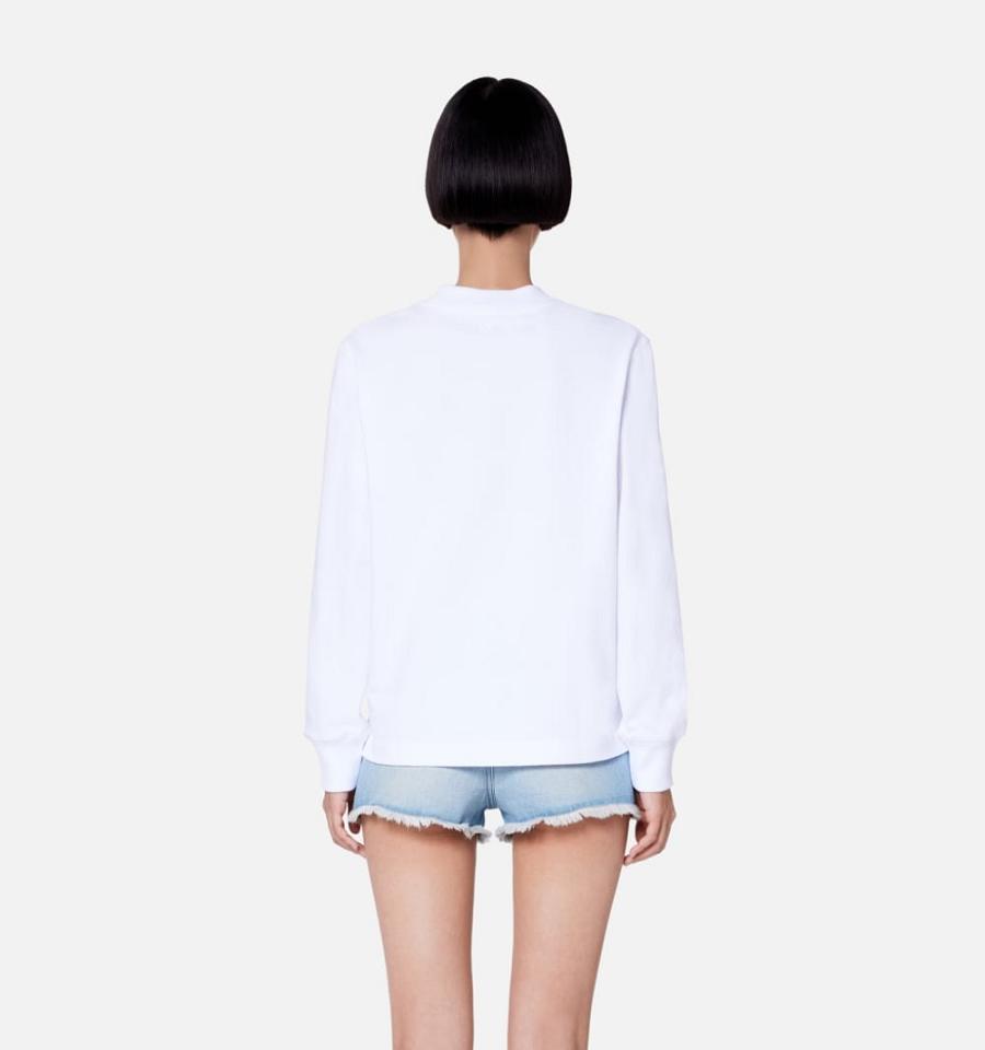 Camiseta Ami Paris Ami de Coeur Long Sleeves Blancos | ami_MX111