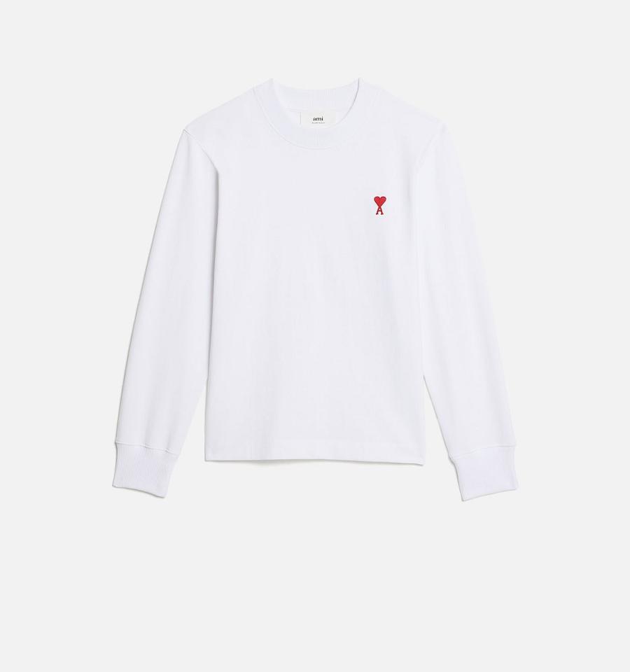 Camiseta Ami Paris Ami de Coeur Long Sleeves Blancos | ami_MX111