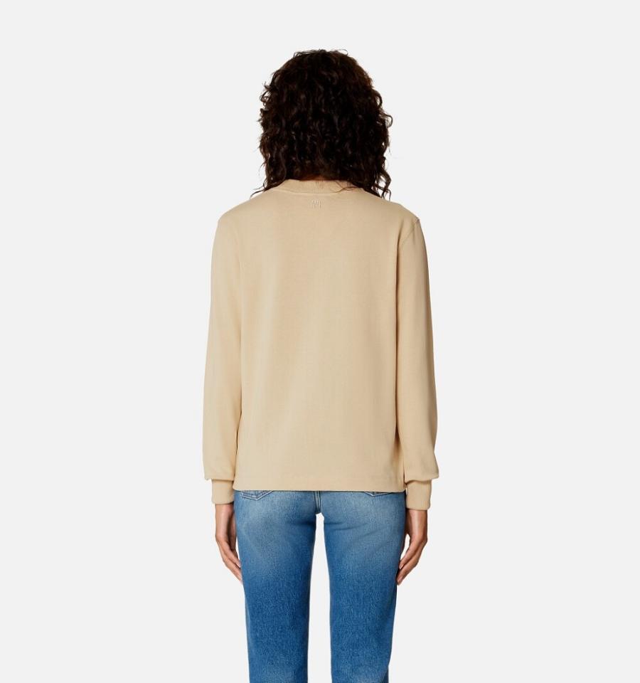 Camiseta Ami Paris Ami de Coeur Long Sleeves Kaki | ami_MX258