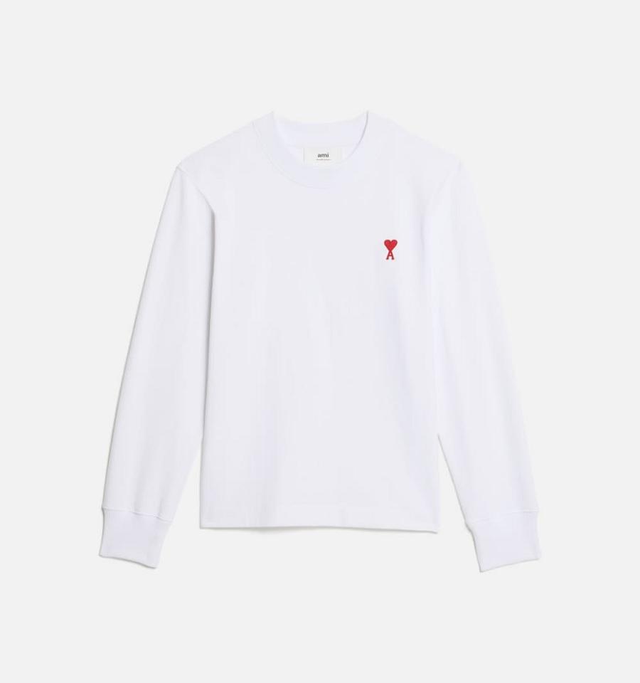 Camiseta Ami Paris Ami de Coeur Long Sleeves Blancos | ami_MX486