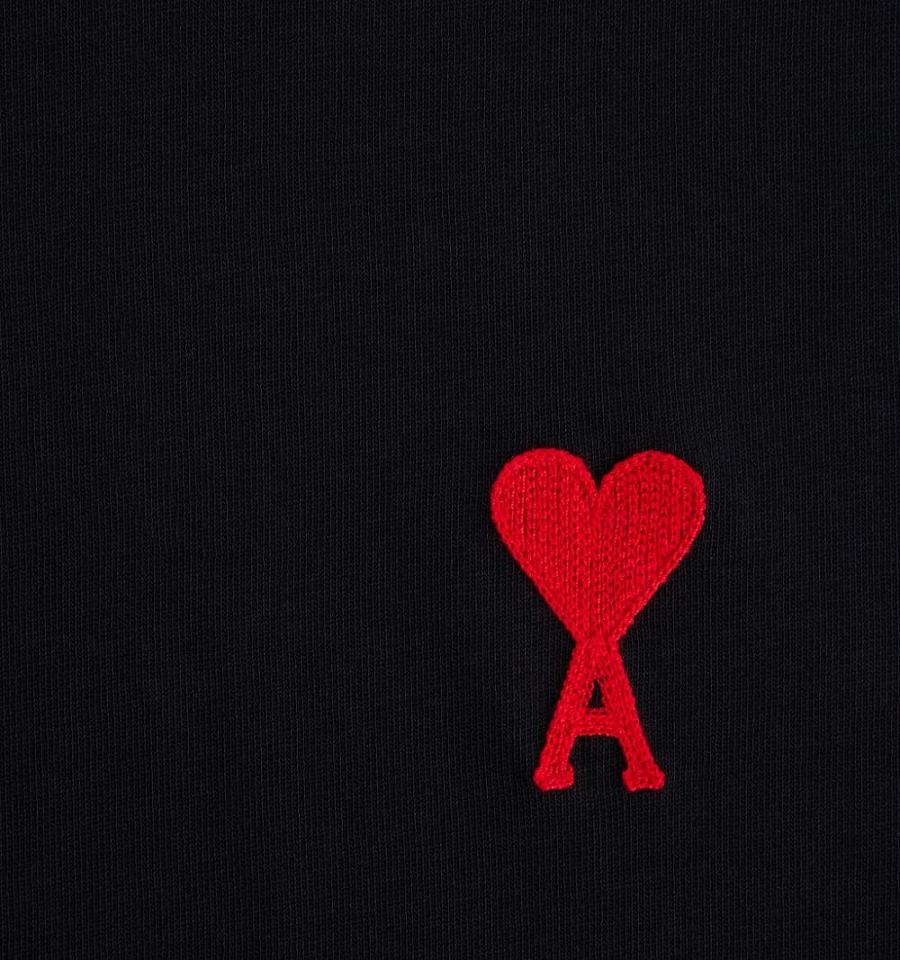 Camiseta Ami Paris Ami de Coeur Negros | ami_MX377