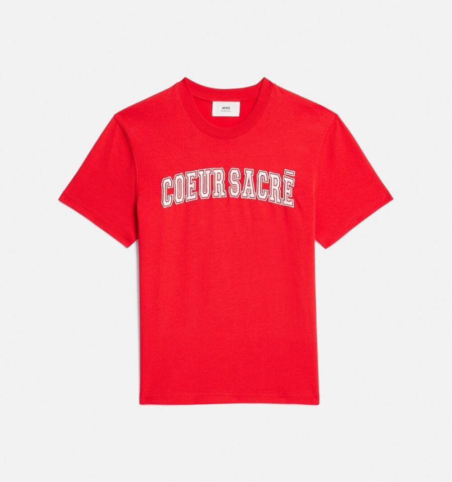 Camiseta Ami Paris Coeur Sacré Rojos | ami_MX557