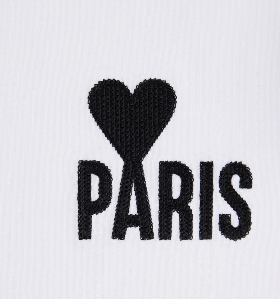 Camiseta Ami Paris Paris Ami de Coeur Blancos | ami_MX328