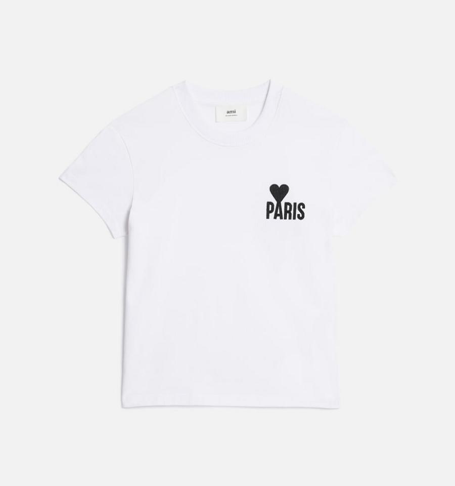 Camiseta Ami Paris Paris Ami de Coeur Blancos | ami_MX328