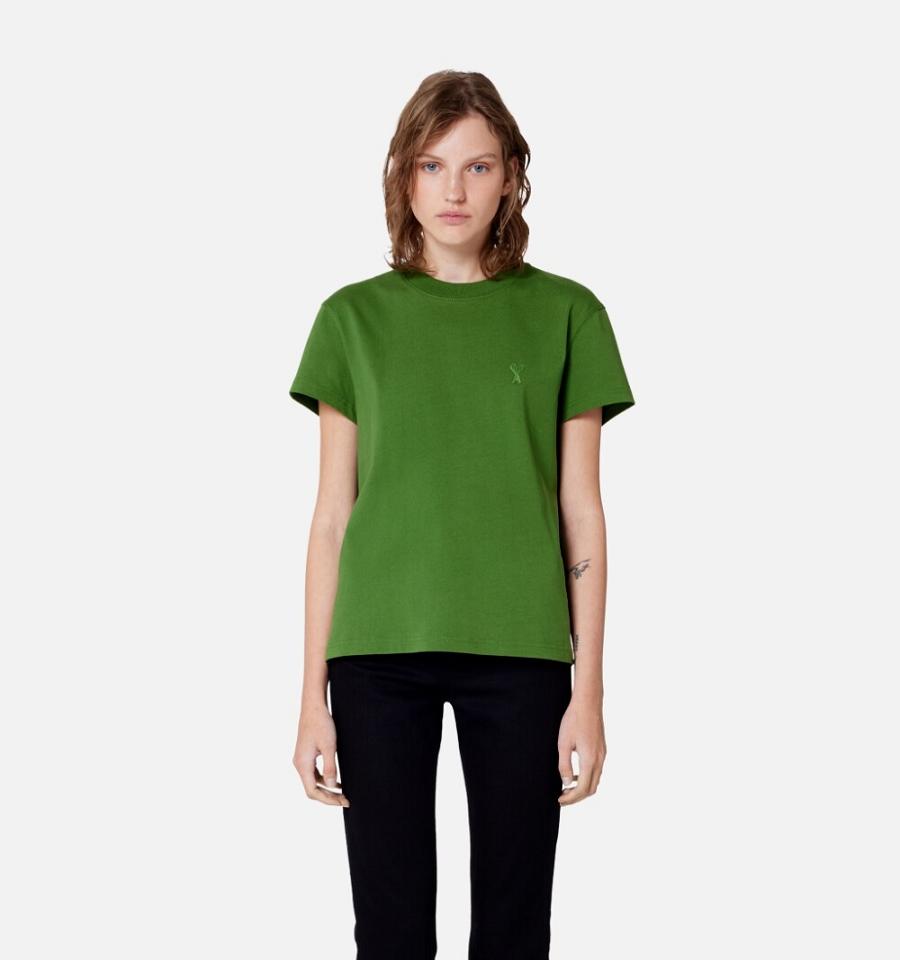 Camiseta Ami Paris Tonal Ami de Coeur Verdes | ami_MX494