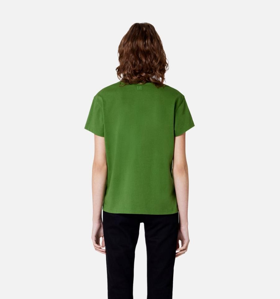 Camiseta Ami Paris Tonal Ami de Coeur Verdes | ami_MX494