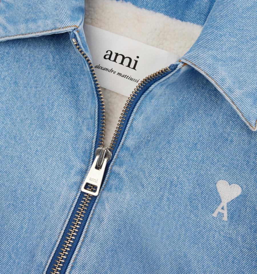 Chaquetas Ami Paris Ami de Cœur Zipped Denim Azules | ami_MX401