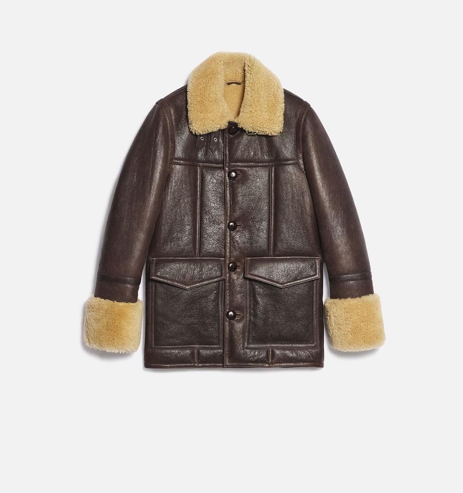 Chaquetas Ami Paris Shearling Buttoned Marrom | ami_MX252