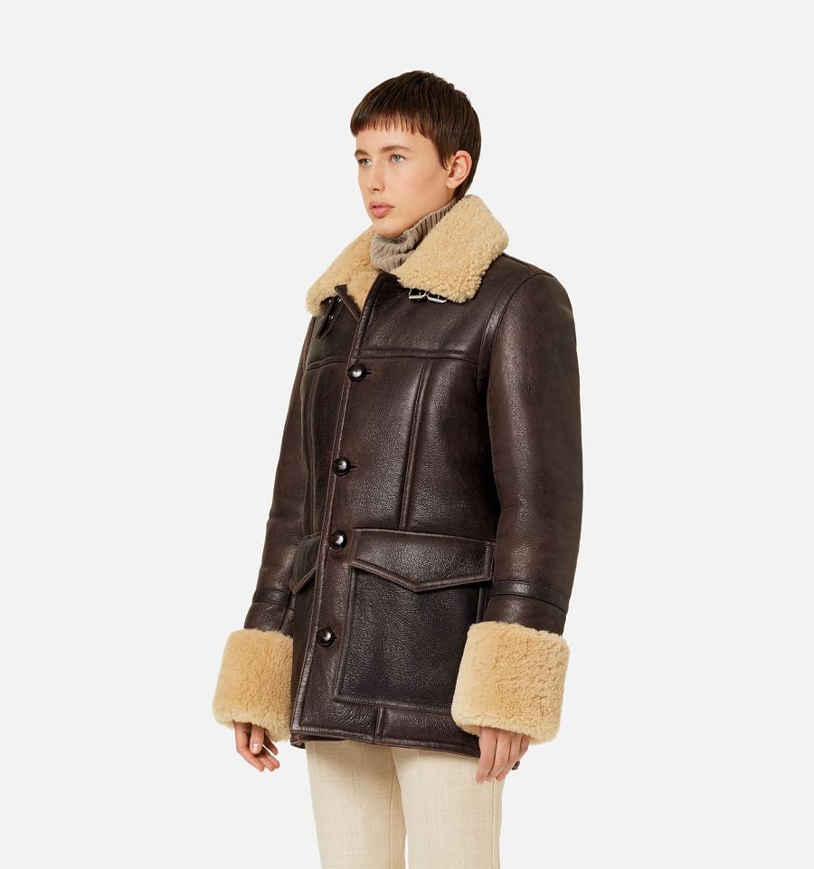 Chaquetas Ami Paris Shearling Buttoned Marrom | ami_MX373