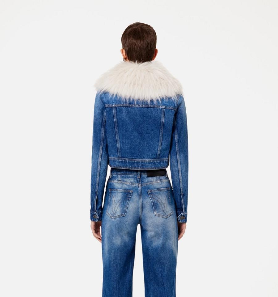 Chaquetas Ami Paris With Sintetico Fur Collar Azules | ami_MX261