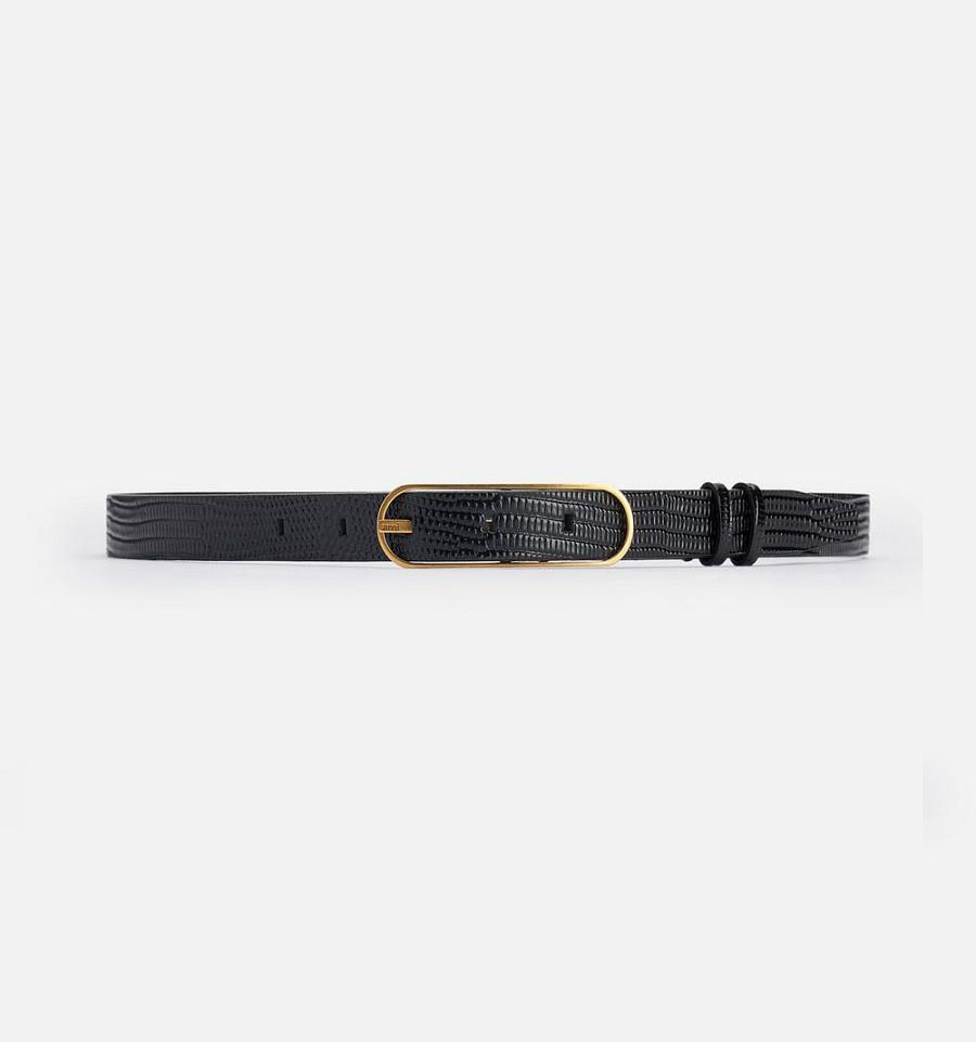 Cinturones Ami Paris Thin Belt 20 Mm Negros | ami_MX195