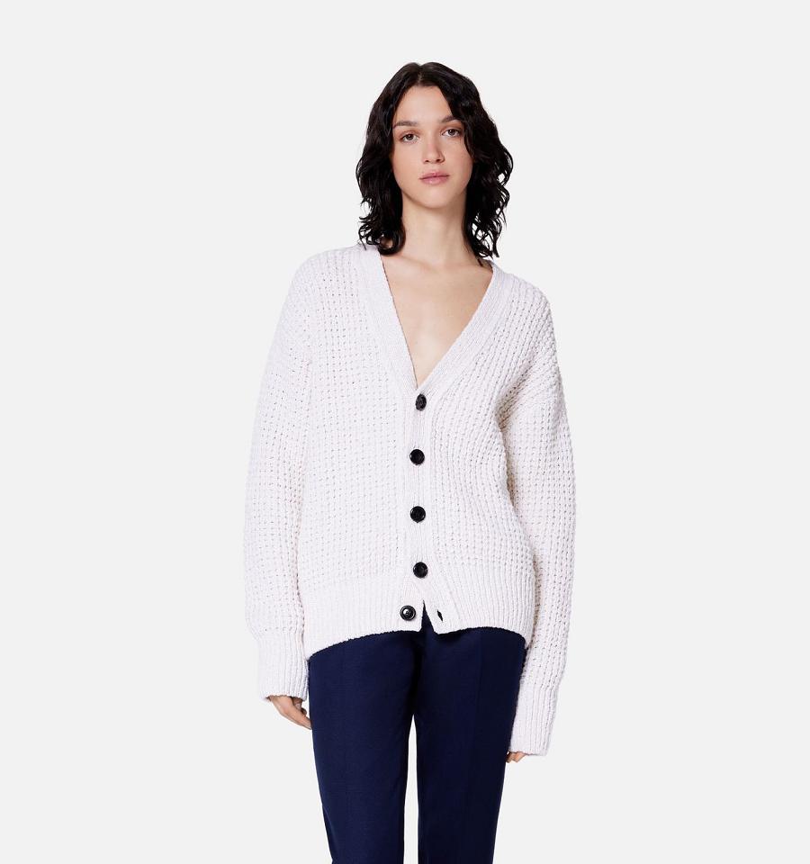 Cárdigan Ami Paris Waffle Knit Blancos | ami_MX323