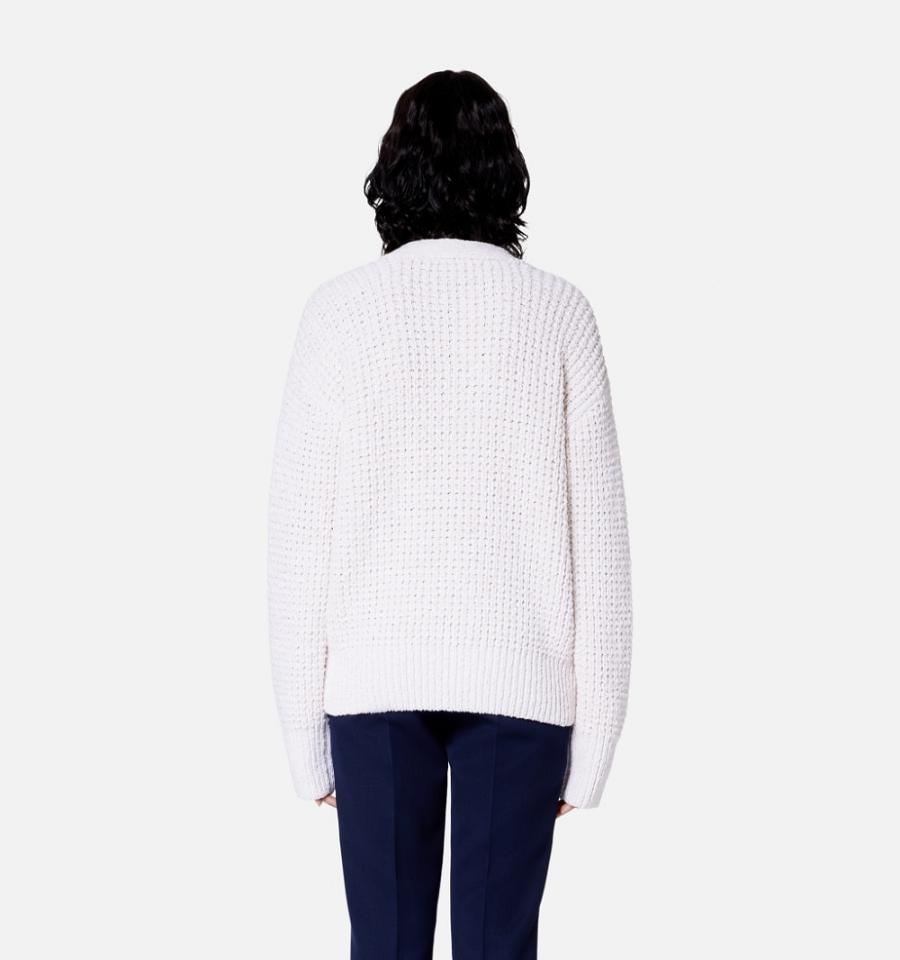 Cárdigan Ami Paris Waffle Knit Blancos | ami_MX323