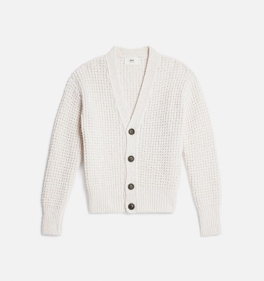 Cárdigan Ami Paris Waffle Knit Blancos | ami_MX366