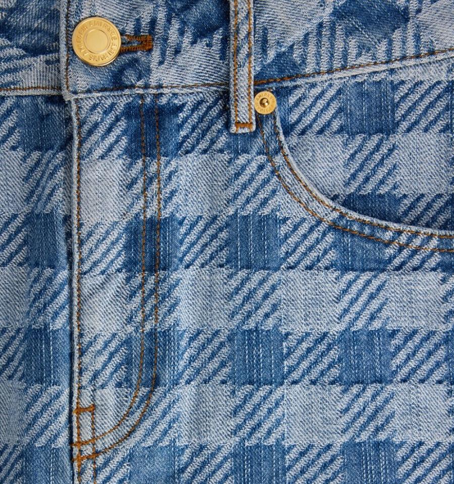 Denim Ami Paris Gingham Pattern Jacquard Mini Azules | ami_MX133