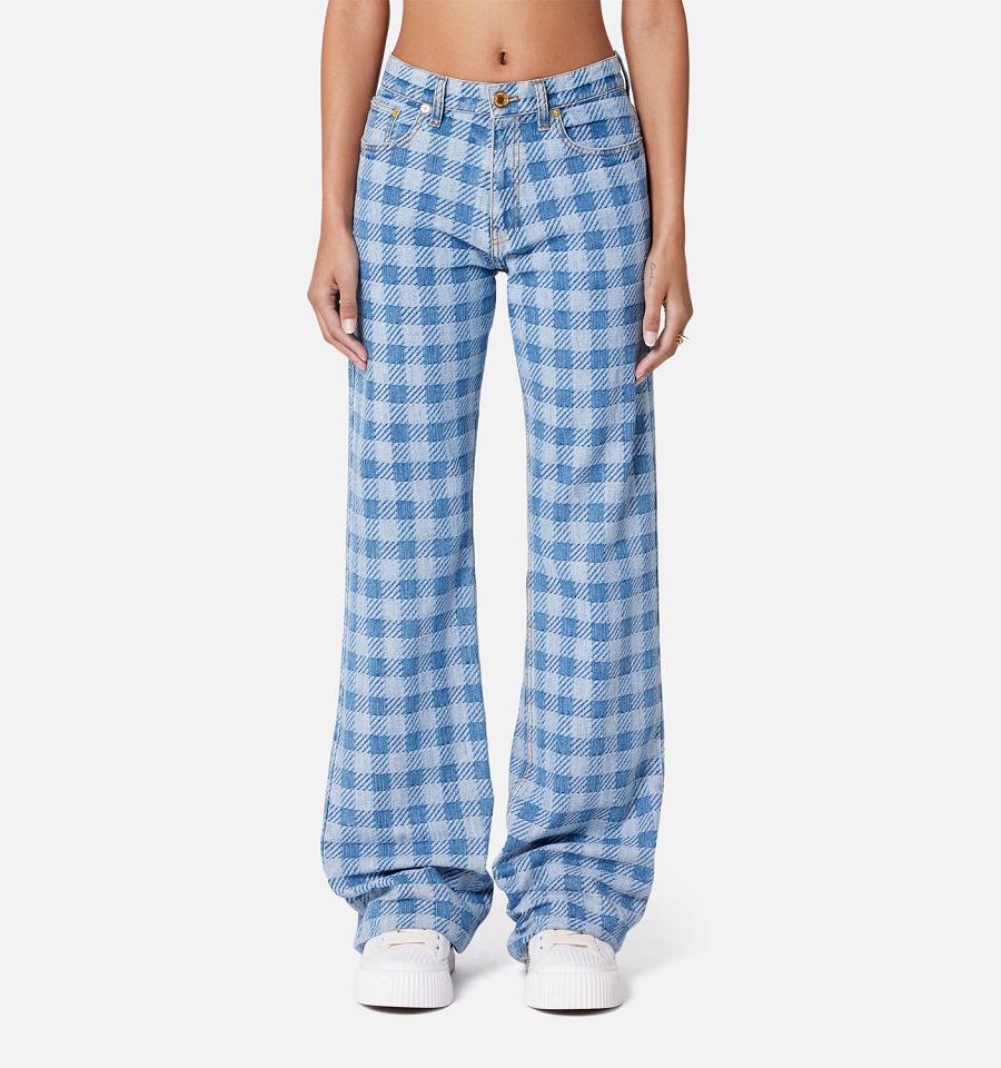 Denim Ami Paris Gingham Pattern Jacquard Azules | ami_MX434