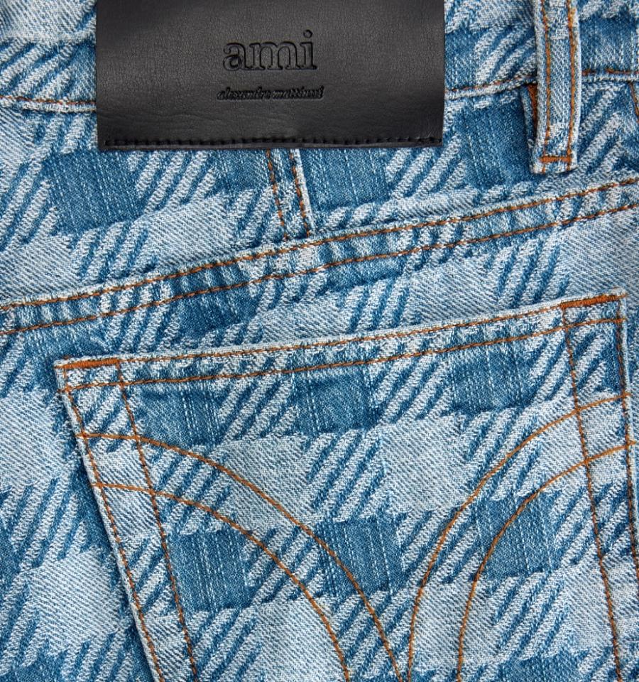 Denim Ami Paris Gingham Pattern Jacquard Azules | ami_MX434