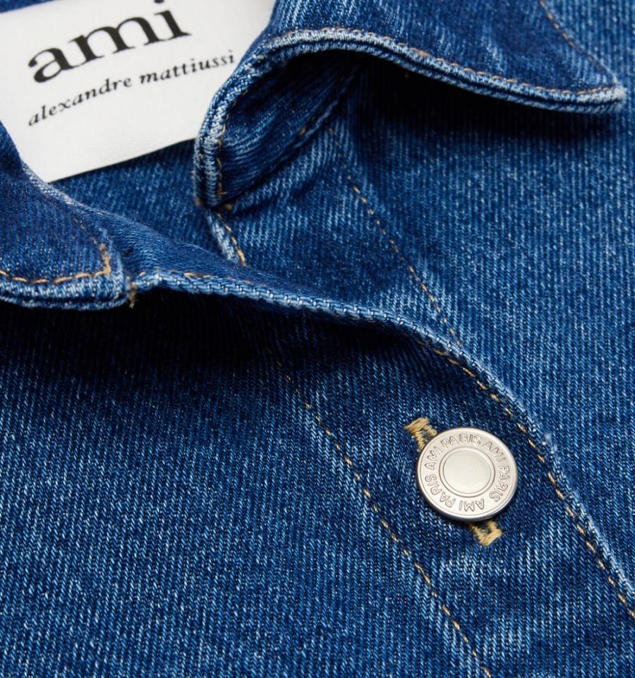 Denim Ami Paris Overshirt With Print Azules | ami_MX304