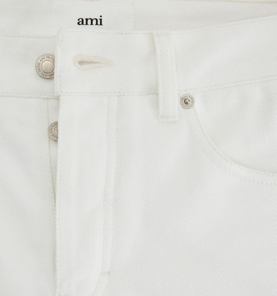 Denim Ami Paris Tapered Fit Blancos | ami_MX442