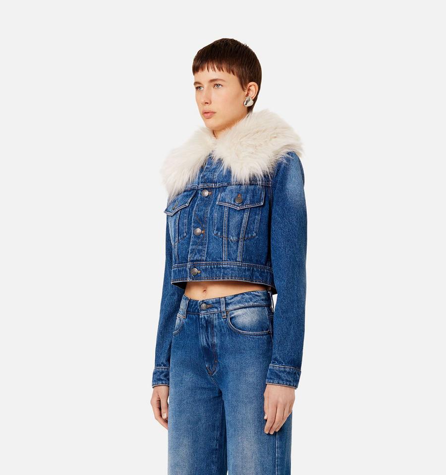 Denim Ami Paris With Sintetico Fur Collar Azules | ami_MX210