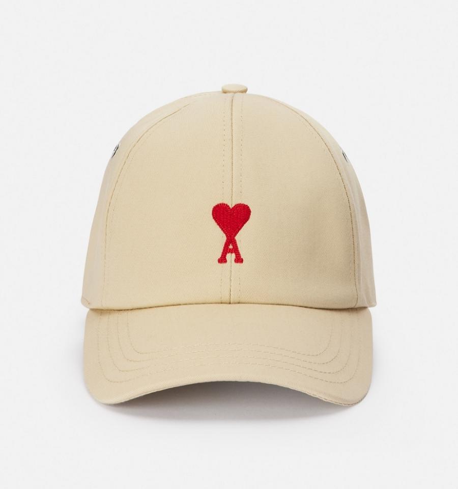 Gorras Ami Paris Red Ami de Coeur Embroidery Beige | ami_MX122