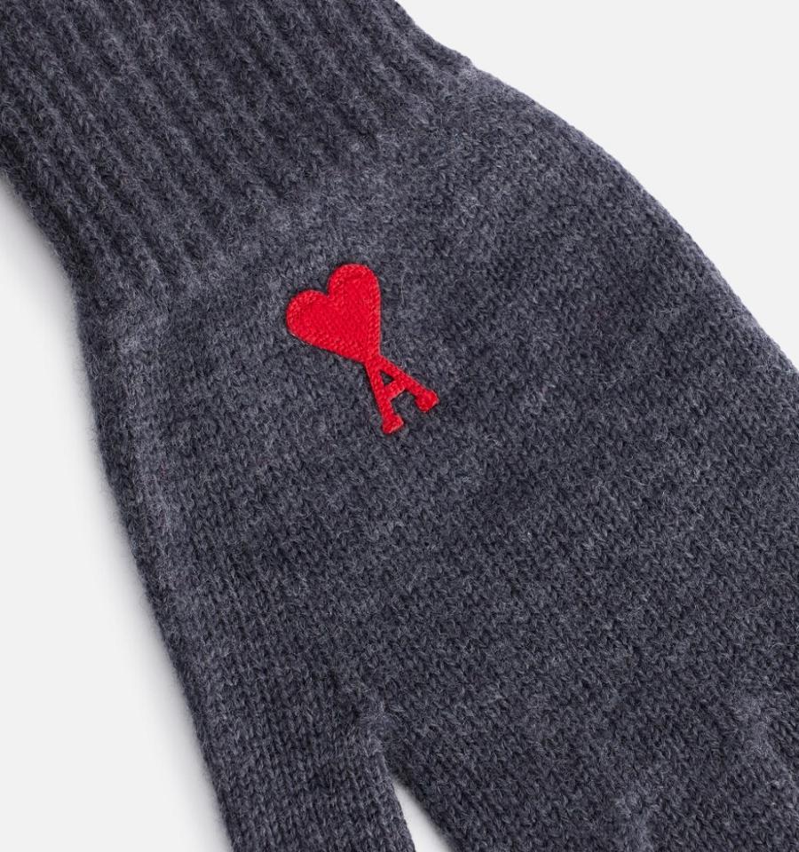 Guantes Ami Paris Ami de Coeur Grises | ami_MX348