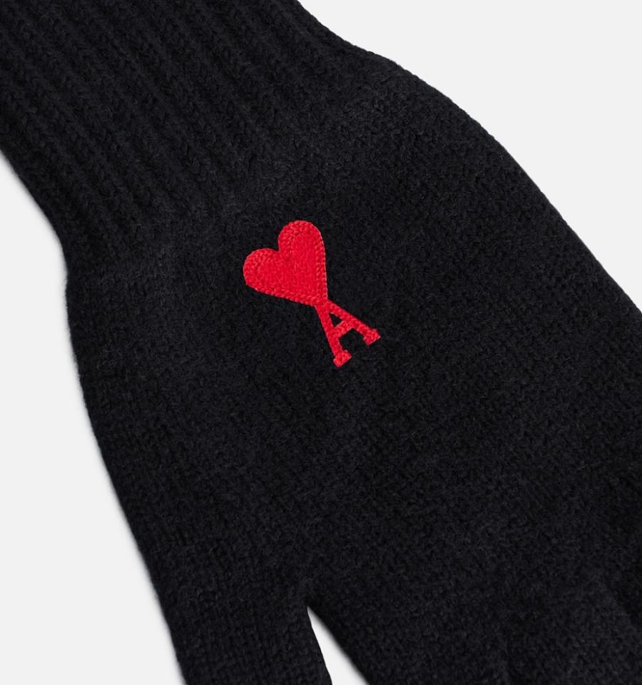 Guantes Ami Paris Ami de Coeur Negros | ami_MX523