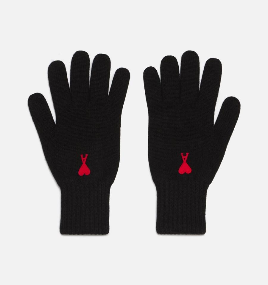 Guantes Ami Paris Ami de Coeur Negros | ami_MX523