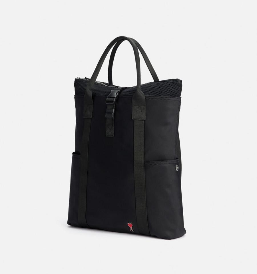 Mochilas Ami Paris Ami de Coeur Híbrido Tote Negros | ami_MX365