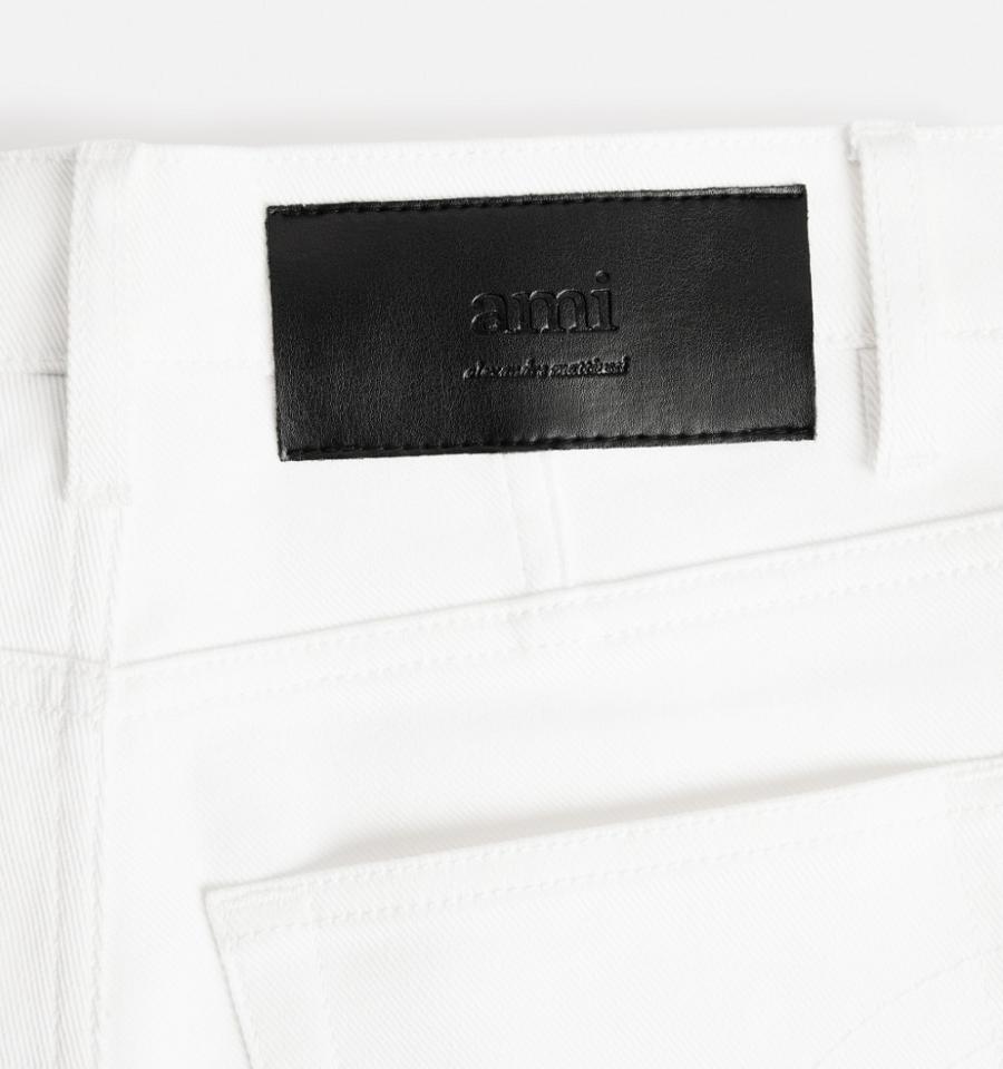 Pantalones Ami Paris Cropped Slim Fit Blancos | ami_MX469